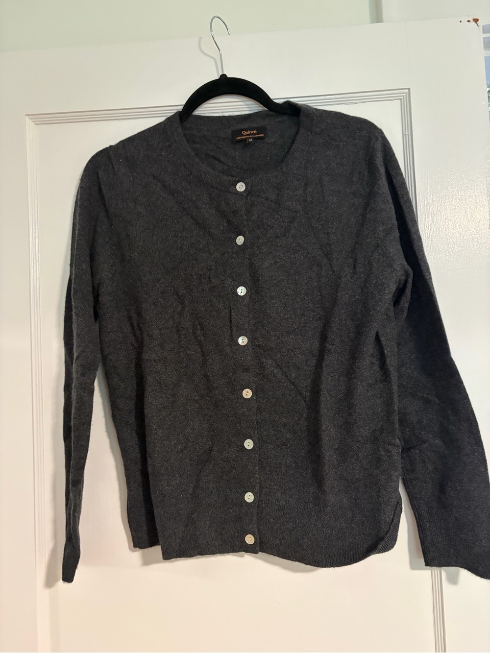 Quince Women’s Cashmere Crewneck Button Cardigan Sweater, Size M